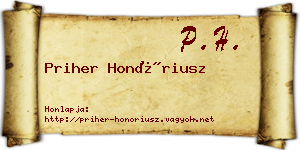 Priher Honóriusz névjegykártya